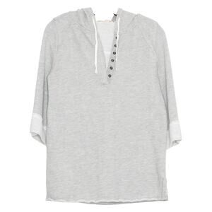 Soft Surroundings Sweatshirt Hoodie 3/4 Sleeve Coastal Minimalist Norm Gray XS